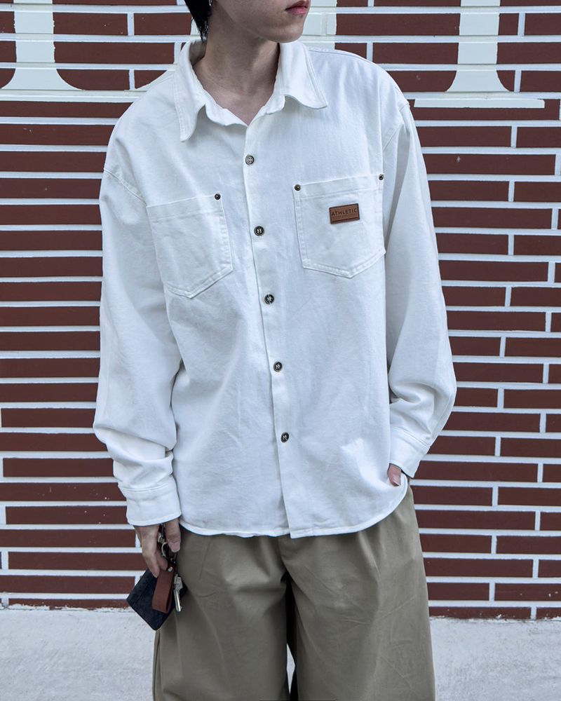 Drain Patch Work Shirt Jacket