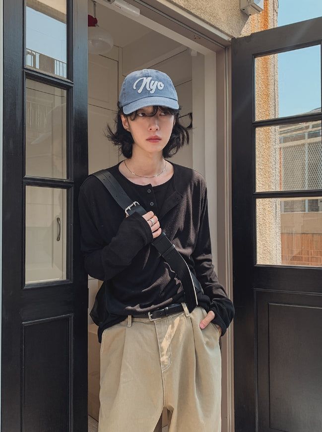 ルージュ レイヤード ヘンリーネック ロングスリーブ Tシャツ