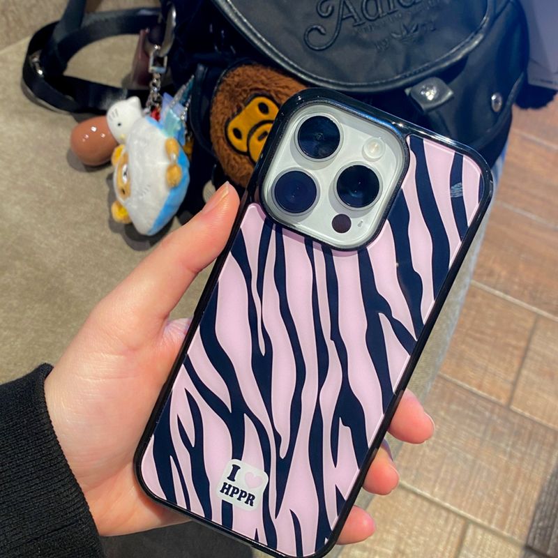 [MADE]ZEBRA (pinkblack) glass bumper case