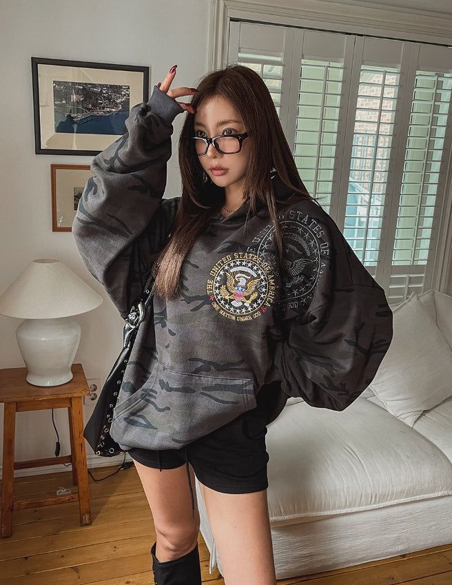 ULAN(ユレン)の「American embroidery camo overfit hoodie(Tops)」