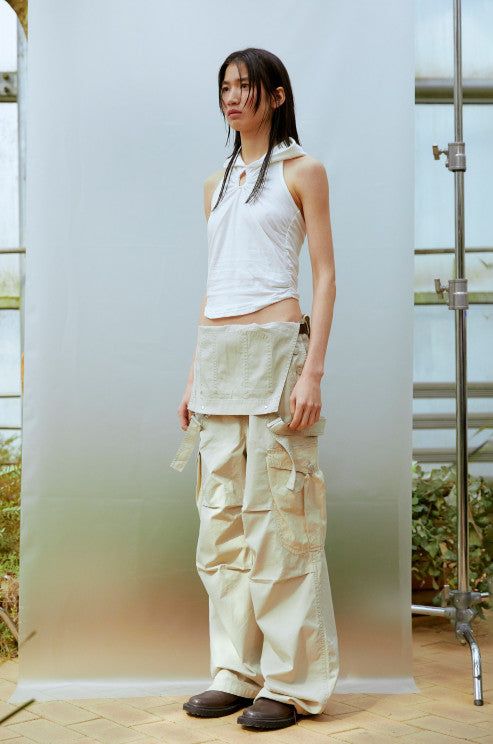 Hood Halter Sleeveless Top (WHITE)