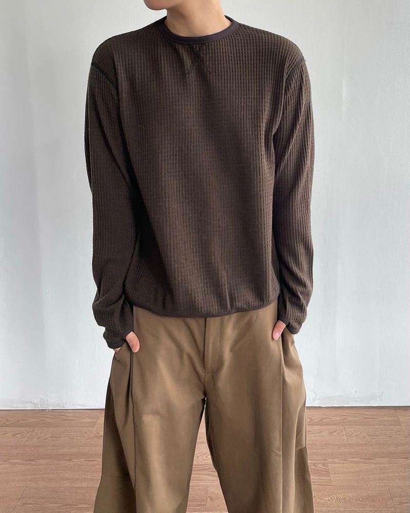Waffle Crop Long Sleeve Tee