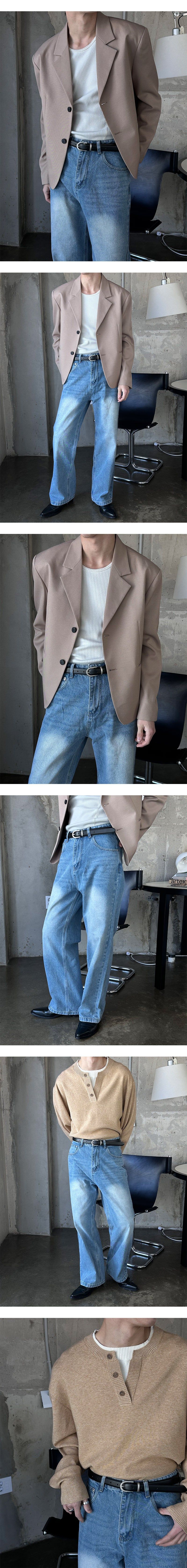 [Unisex] Basic semi wide denim pants(4color)