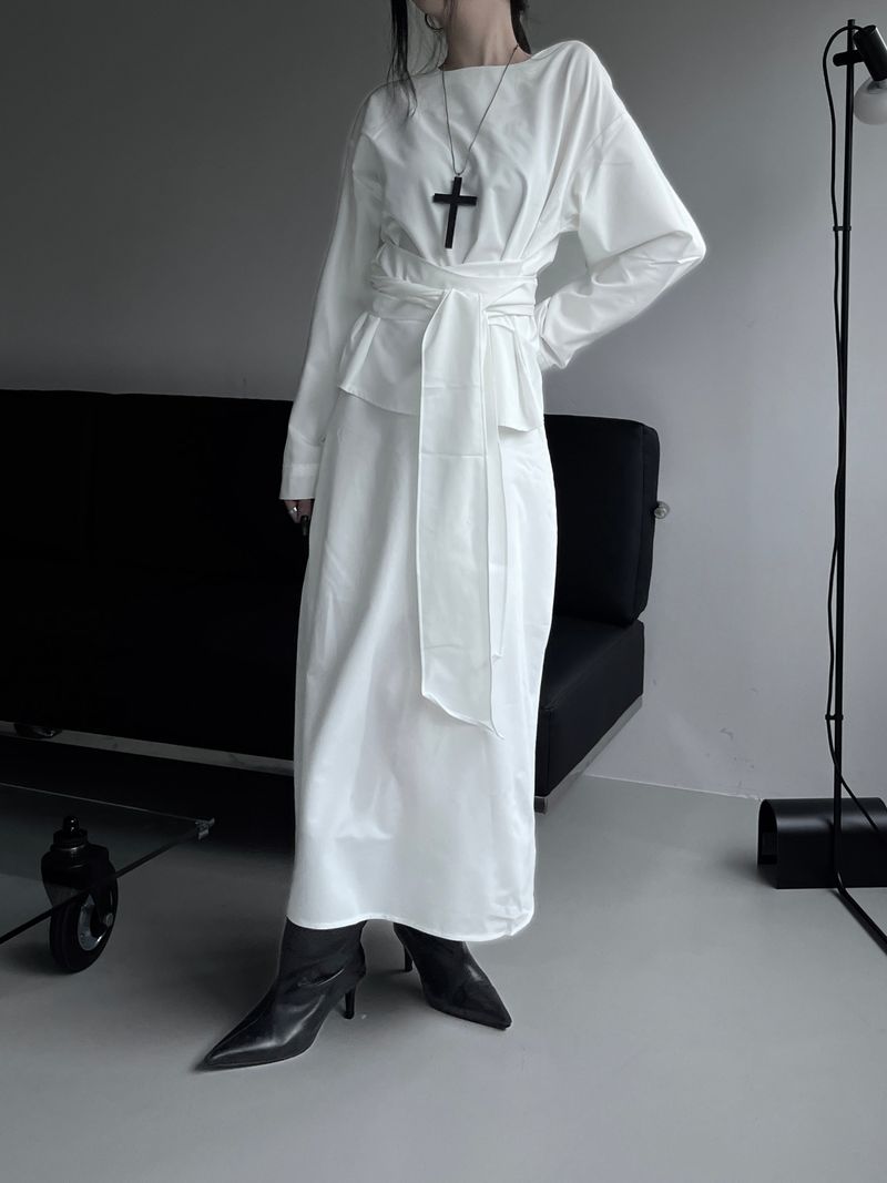twin sheer belted set-up (4color)
