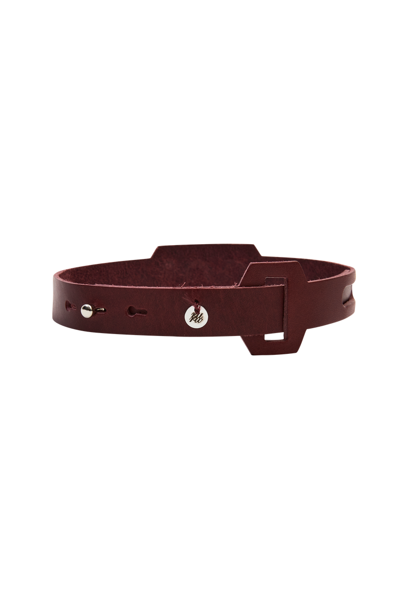 SIMPLE COW BELT CHOKER&BRACELET BURGUNDY