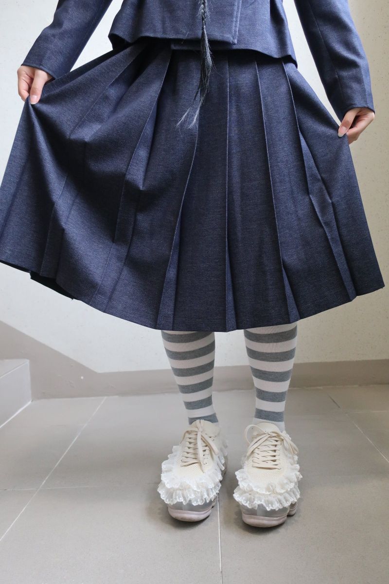 denim pleats skirt
