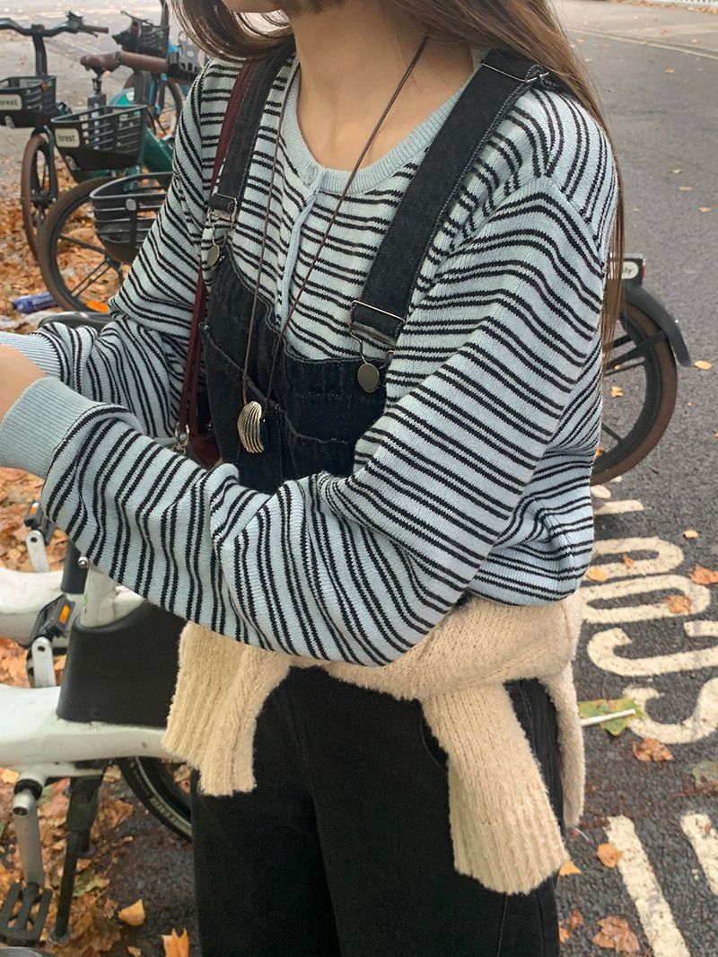 [MADE] [Planning] Slits Stripe Round Cardigan