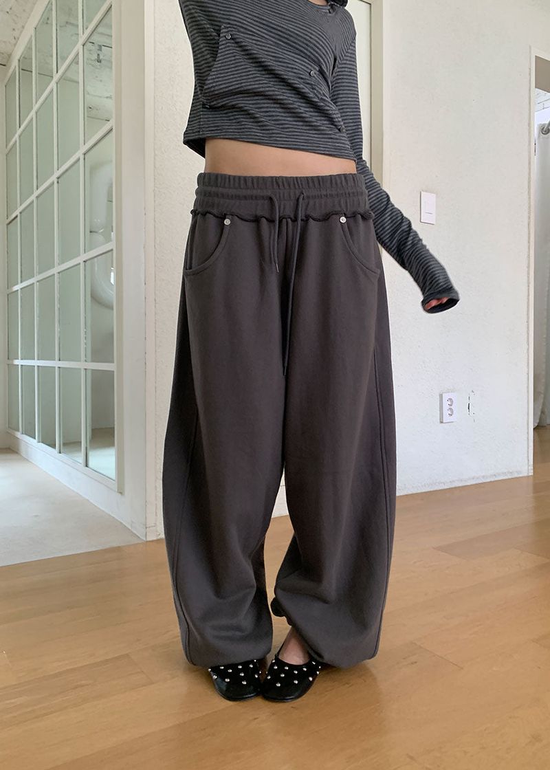 EYELET WIDE JOGGER PANTS (4color)