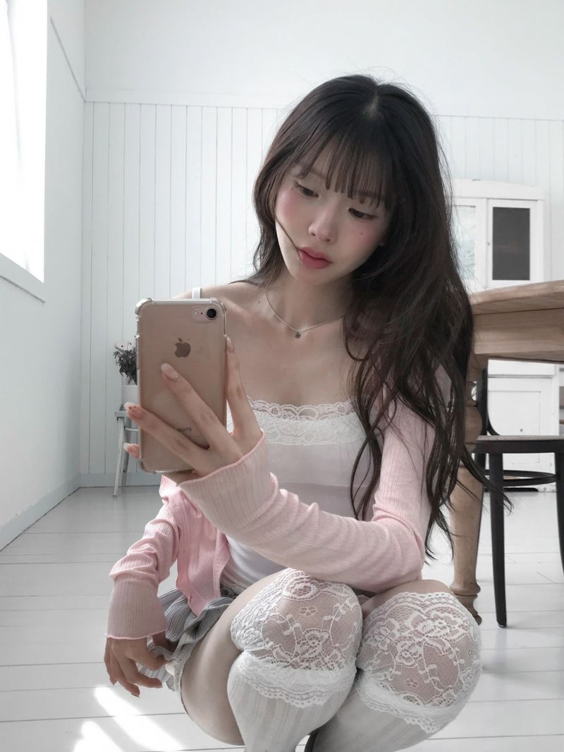 [MADE] Heart-Drop Lace & Cubic Heart Camisole