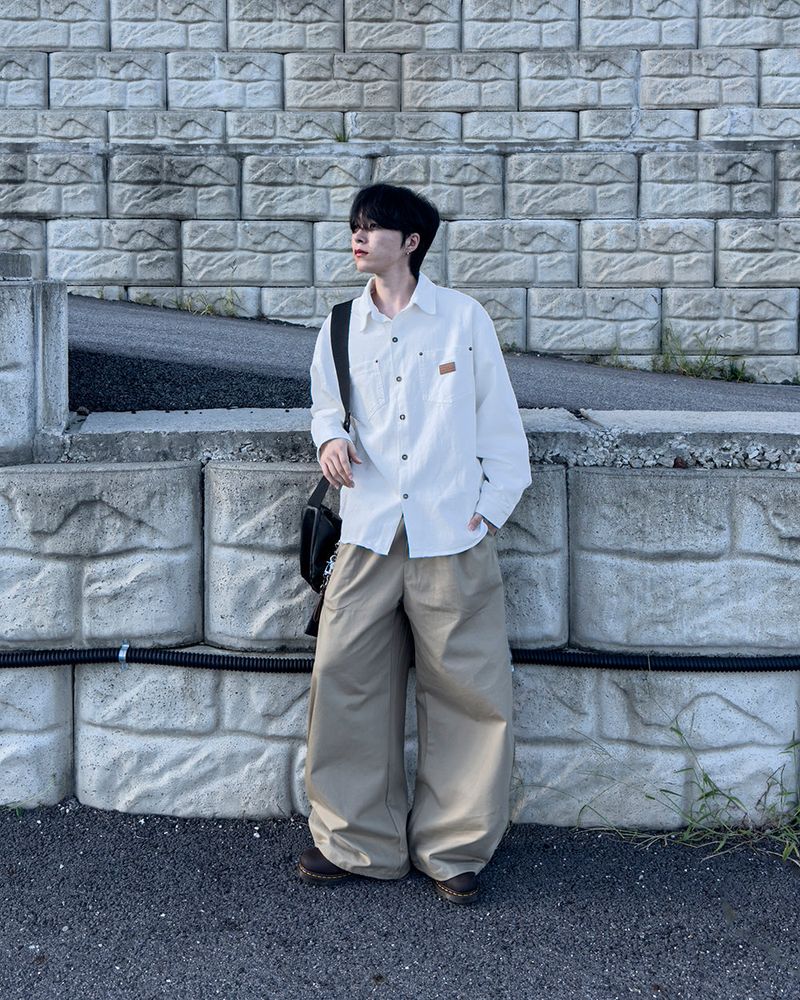 Drain Patch Work Shirt Jacket