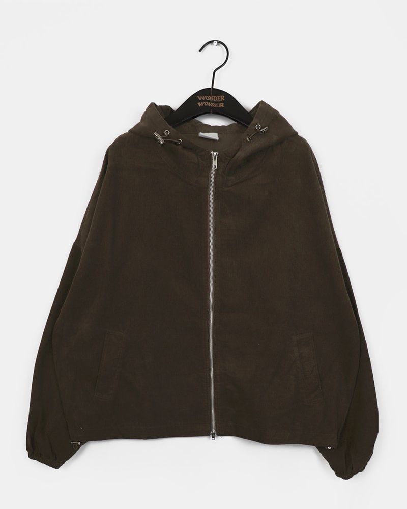 Sithern Corduroy Two-Way Hooded Zip-Up Jacket