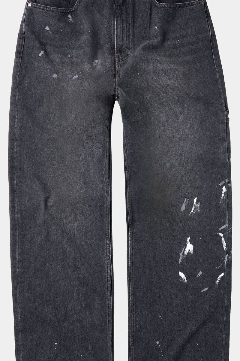 Aged Splatter Carpenter Denim Pants(Washed Black)