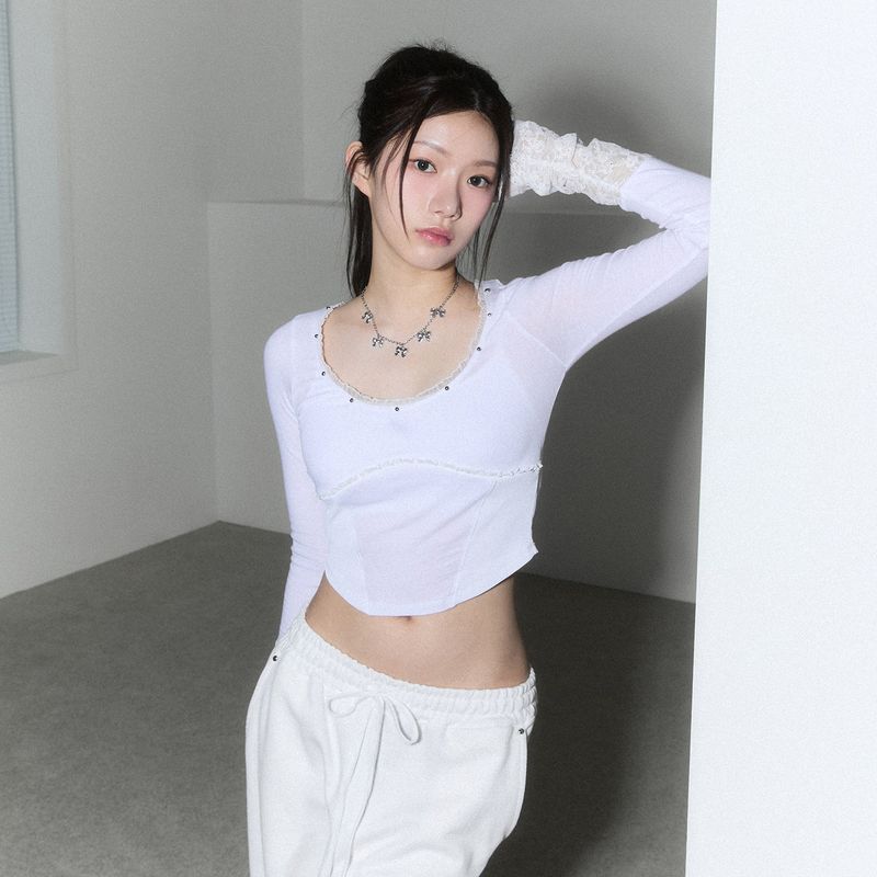 CHERRYQUIRI（チェリーキュリー）の「(2nd reorder) corset stud long sleeve - white（Tops）」