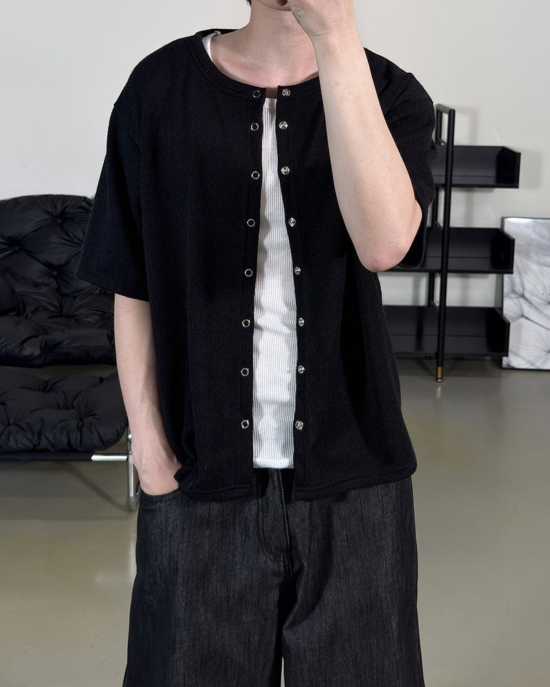 Ruric Rib Snap Half Sleeve Cardigan