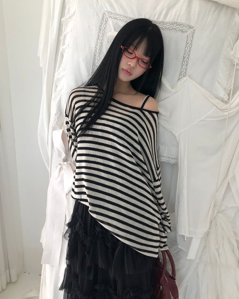 WONDER WONDER(ワンダーワンダー)の「Natin Stripe Long-Sleeve Knit(Tops)」