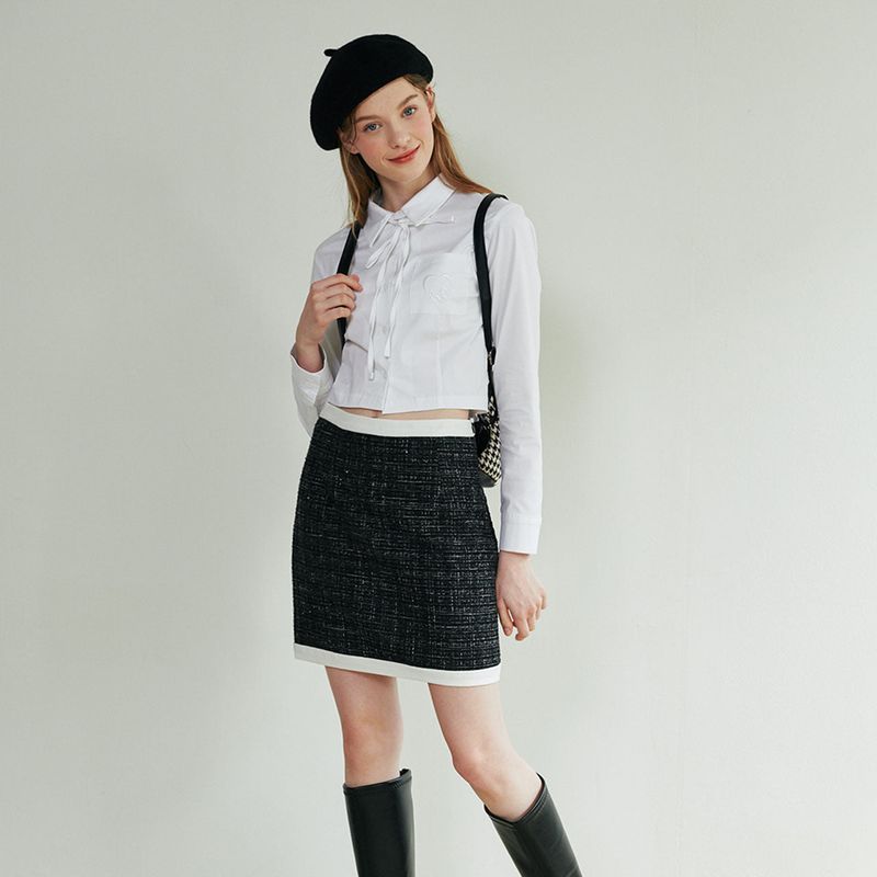 Bling Tweed Skirt - BLACK