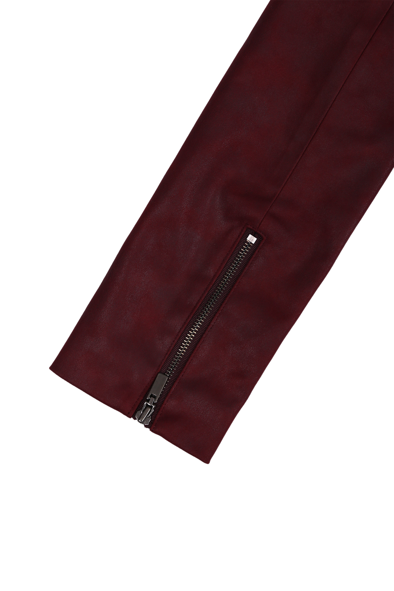 ANTIQUE ROSE SLIM RIDER JACKET #SUEDE RED