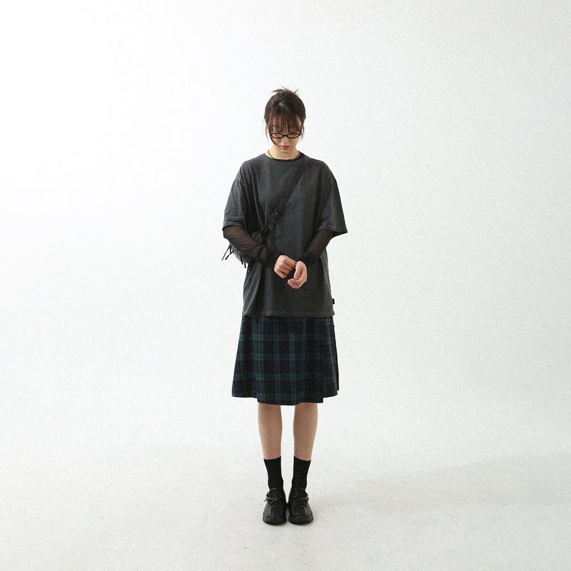 TARTAN CHECK WRAP SKIRT GREEN