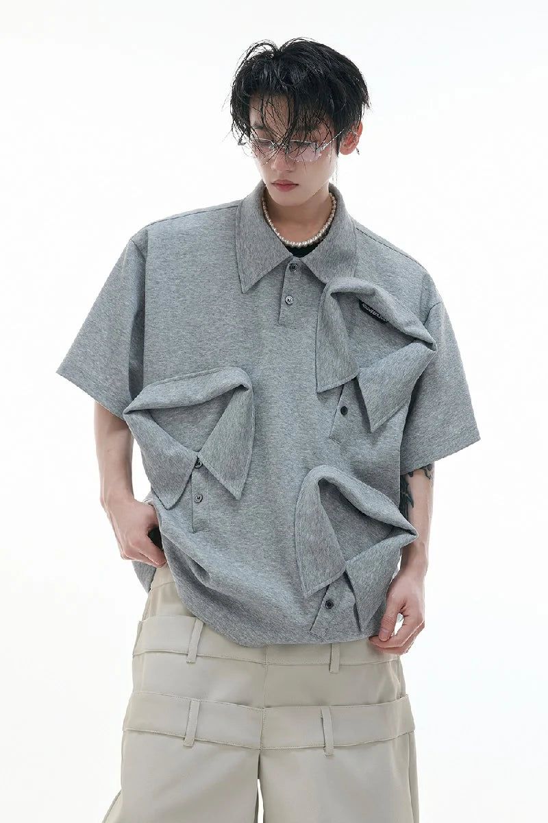 Deconstructed Multi Collar Polo