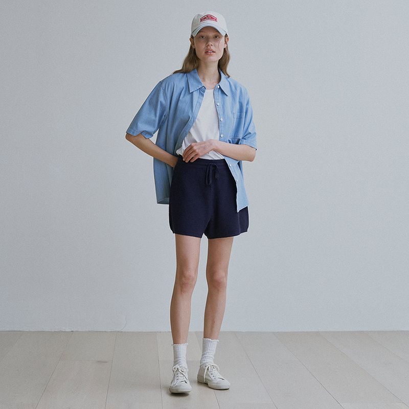 Denim stitch half shirt