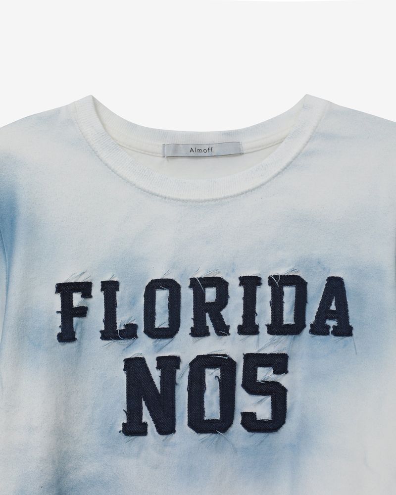 denim patch washing T-shirts [ ivory ]