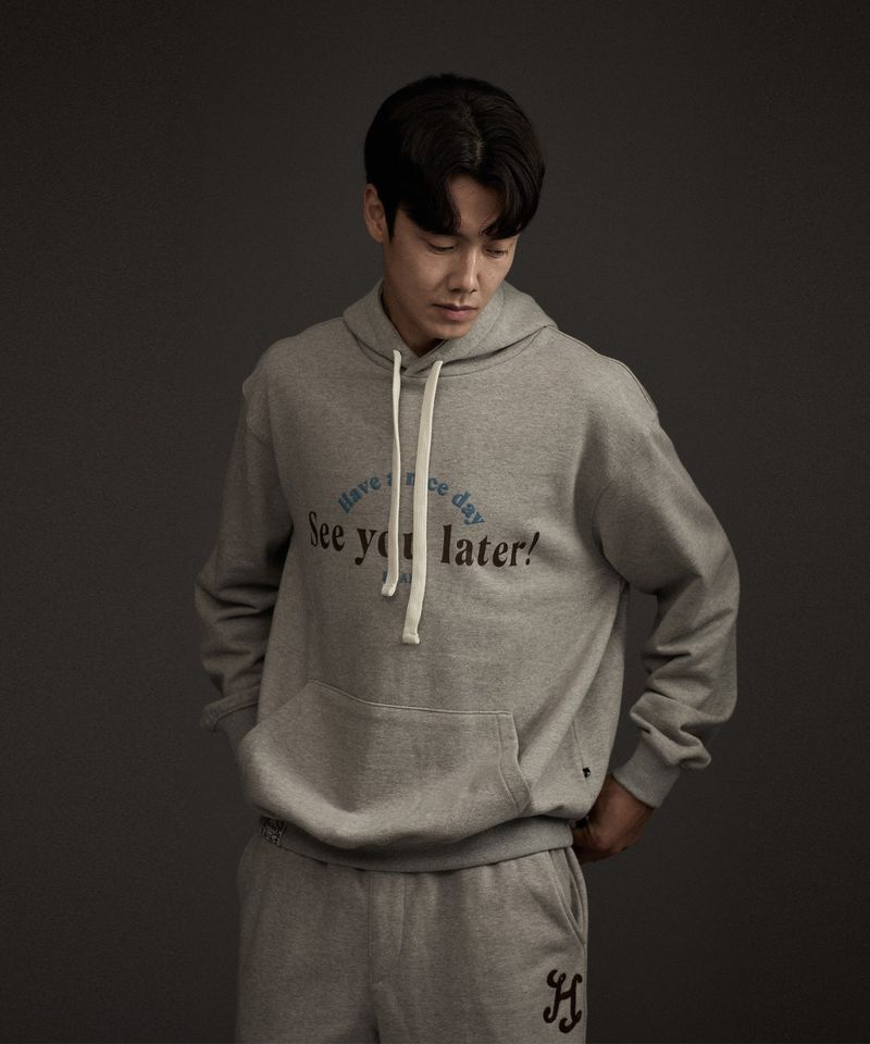 HAAND LOGO GRAPHIC HOODIE GREY