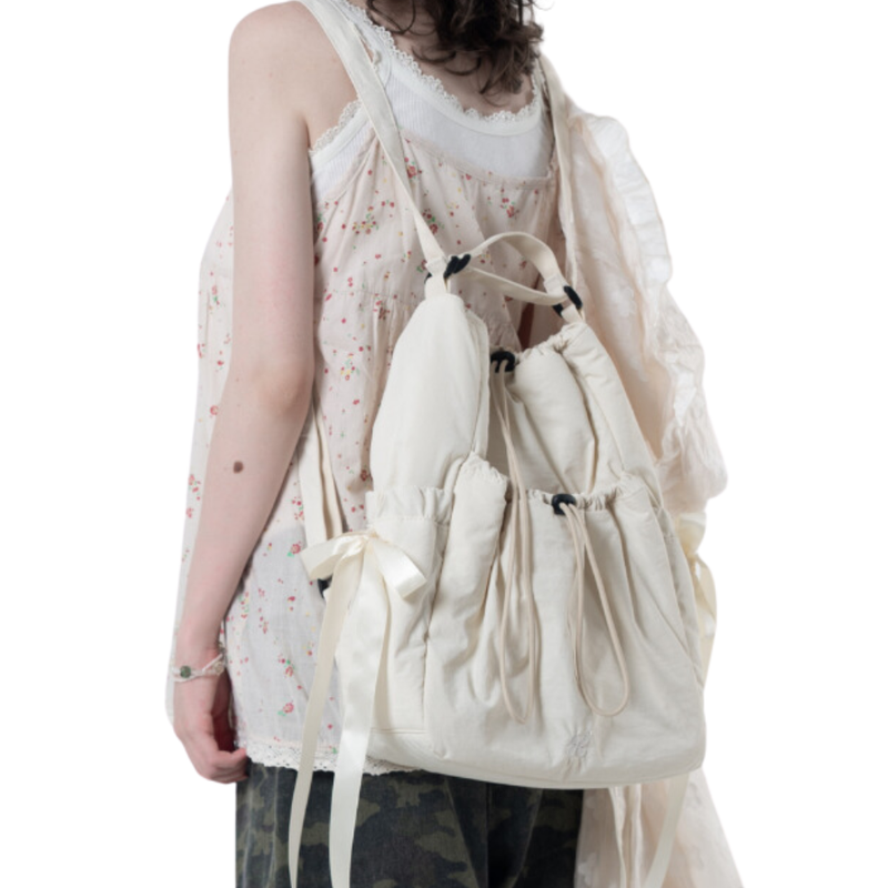 HINE（ハイネ）の「Kiki Ribbon Shoulder & Backpack / Cream（Bags）」