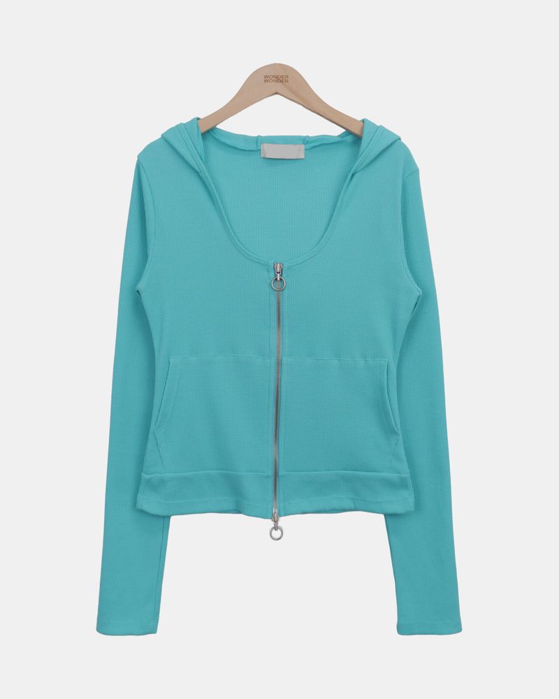 Muiti Waffle Hooded Zip-Up