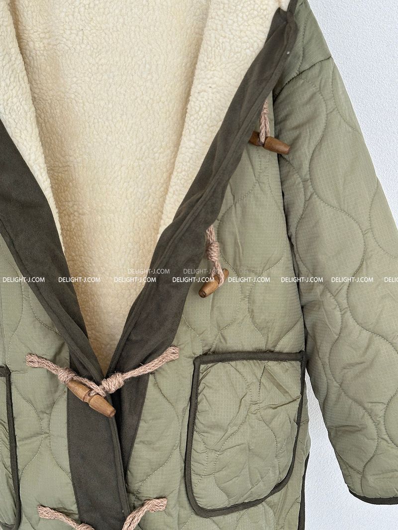 a quilted padded jacket with wool