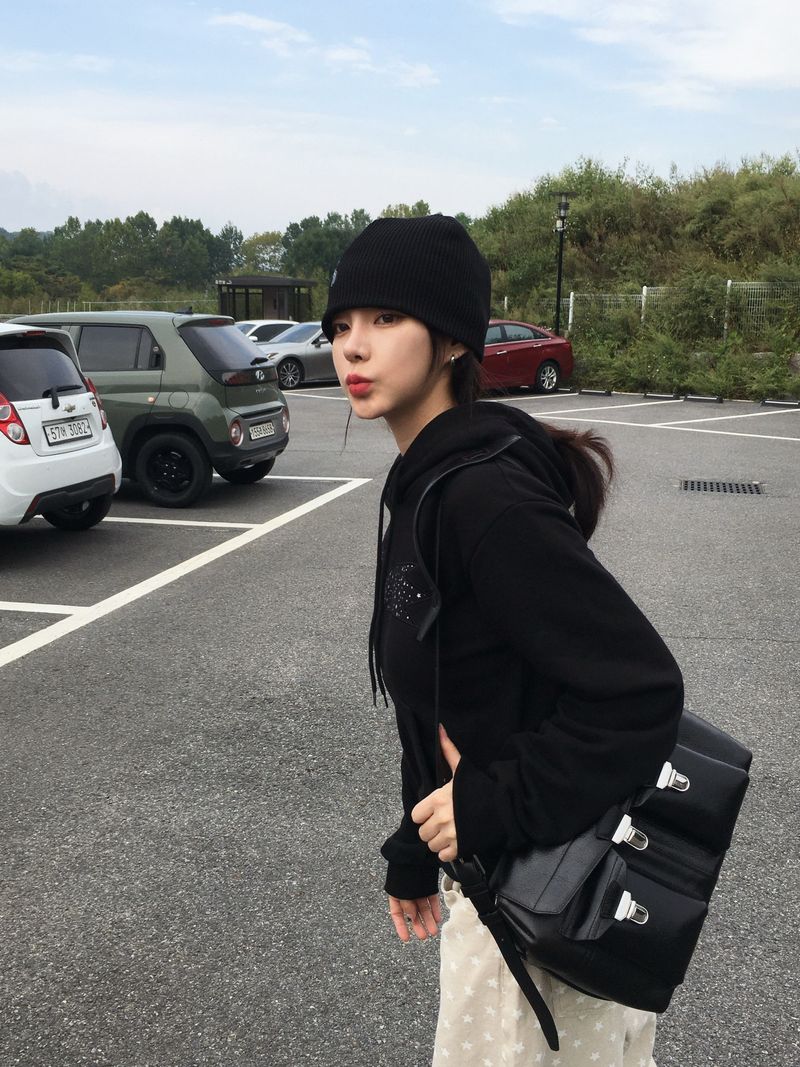 Starry Night Patch Crop Hoodie (3c)