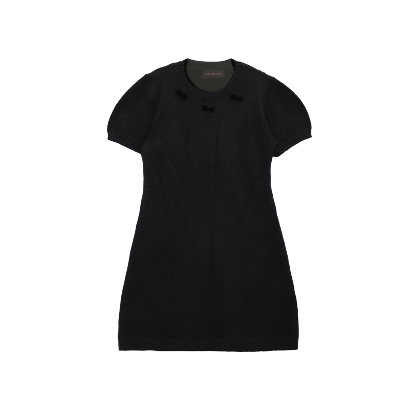 RIBBON PUFF KNIT DRESS (2COLORS)