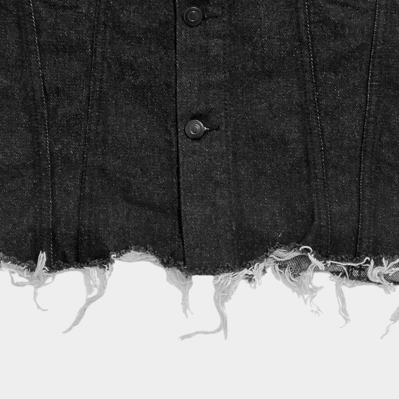CROP DAMAGE DENIM JACKET