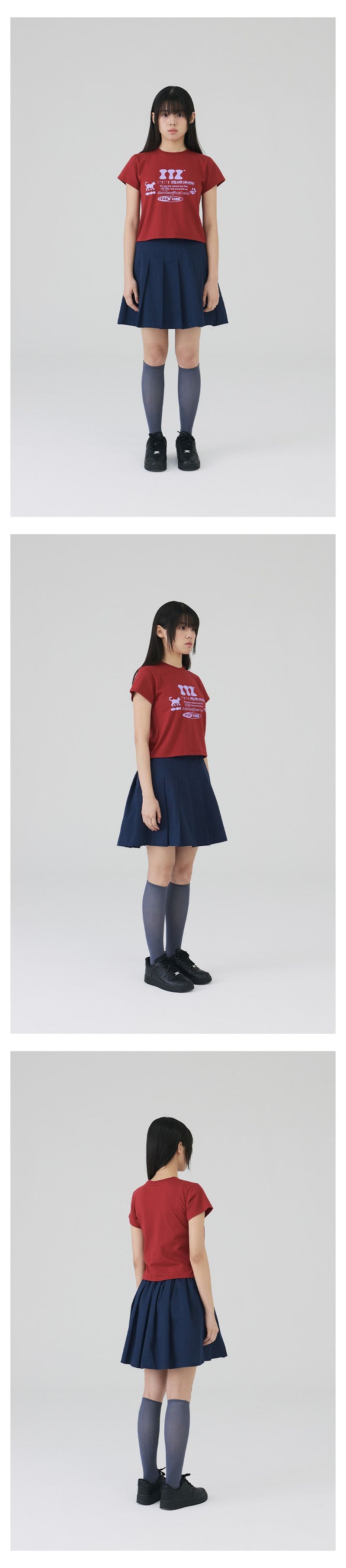 PLEATS NAVY SKIRT