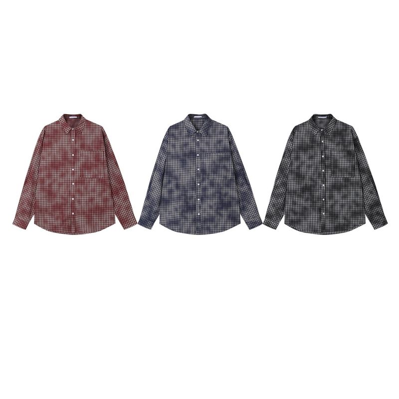 Leon vintage washing checkered shirt