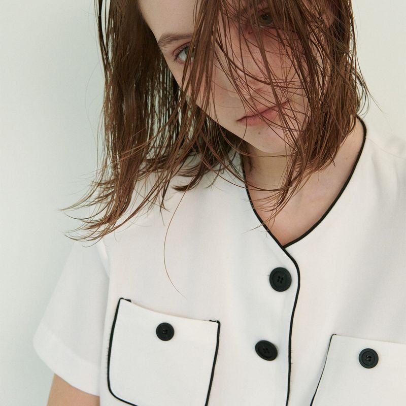  LINE BUTTON JACKET, WHITE