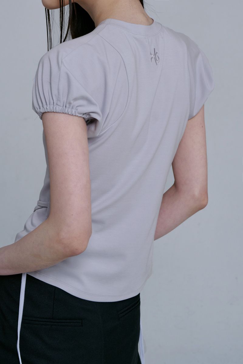 STRAP ZIPPER LEGLAN TOP(ASH GRAY)