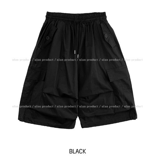 Bulky Pintuck Cargo Bermuda Pants
