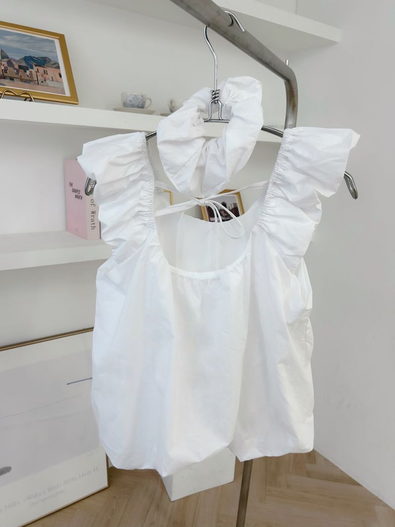 Balloon frill blouse crunch set