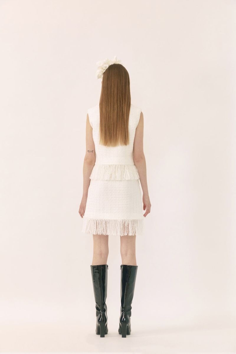 Tweed fringe vest