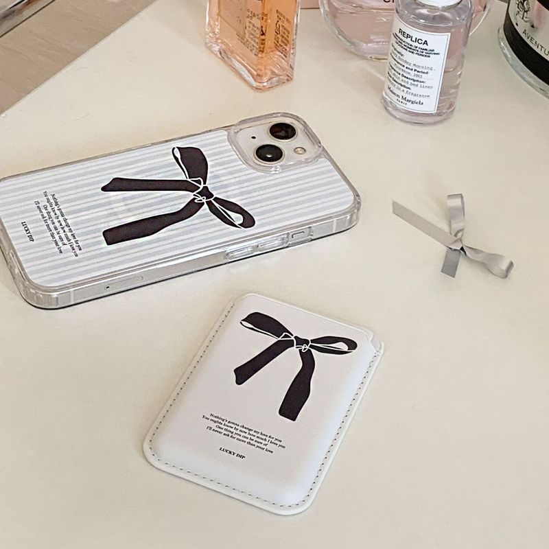 [MADE] [magsafe] balletcore stripe ribbon jell hard case - blue
