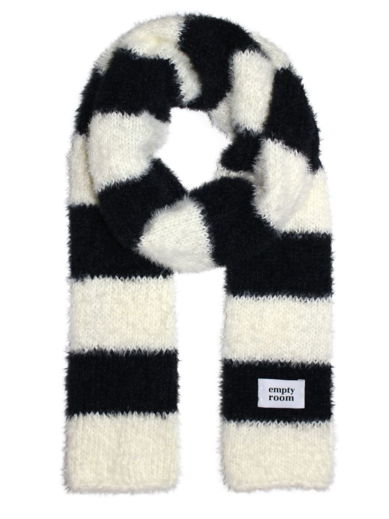 sleeve fluffy stripe muffler (black)