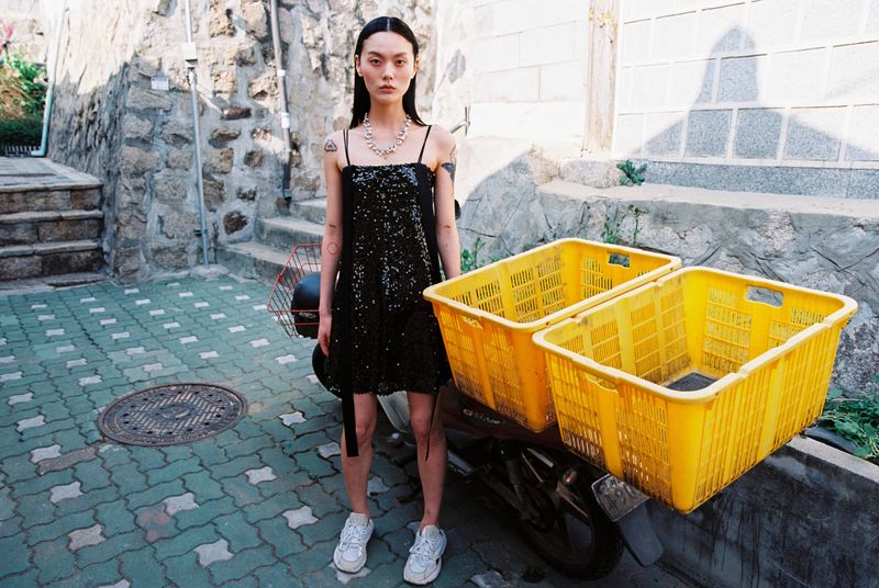 Sequined Ribbon Dress