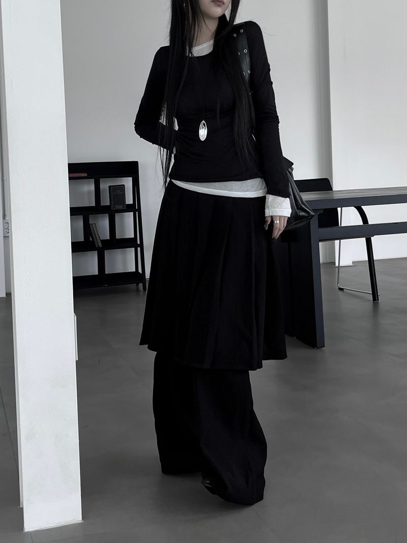 layered see-through long sleeve T (4color)