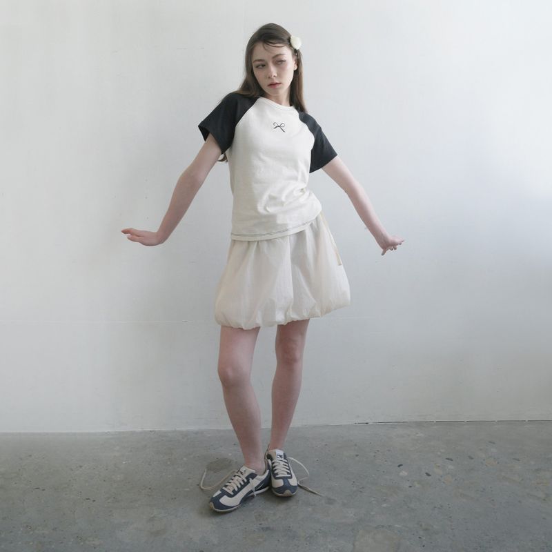 Cream Nylon Pumpkin Skirt