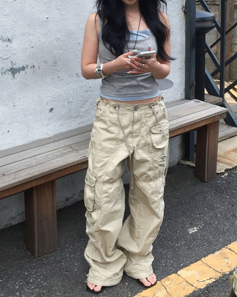 (2way) Vintage cargo string pants