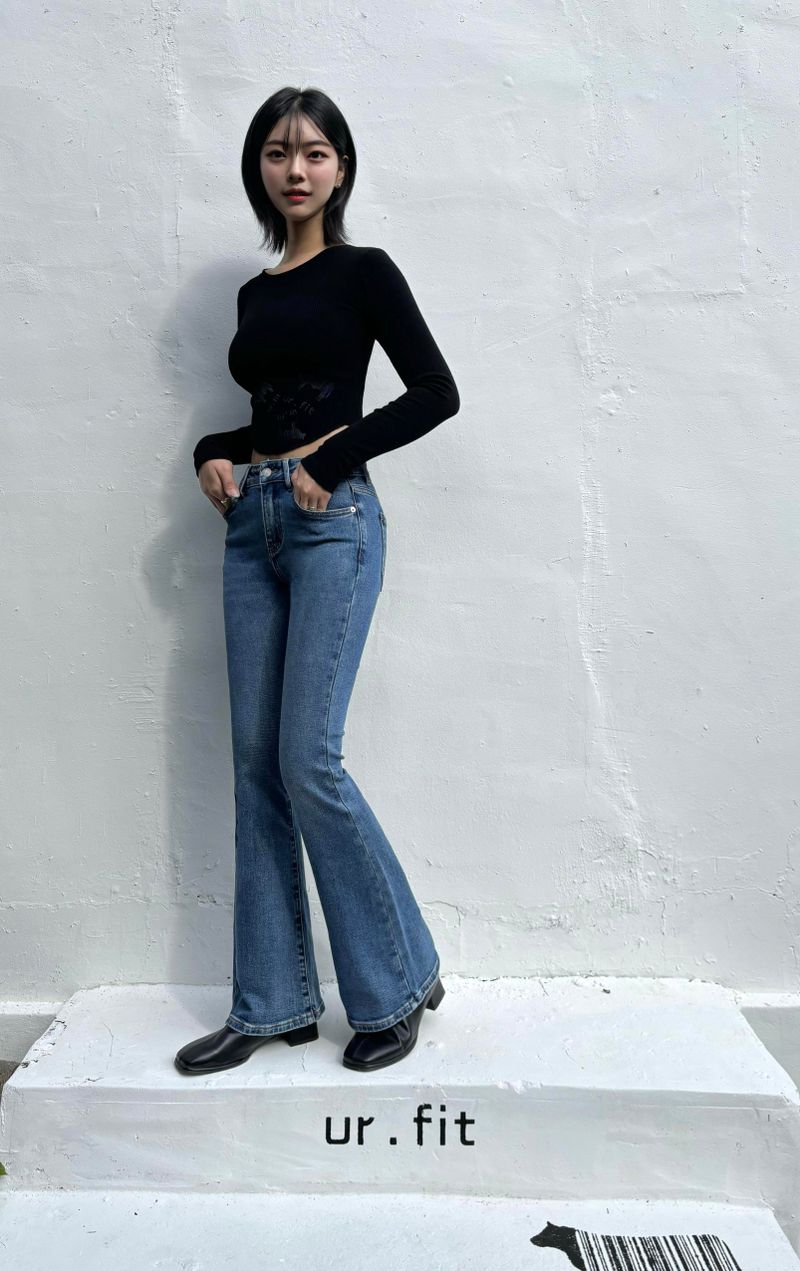 BASIC SPANDEX BOOTCUT DENIM PANTS code 18311