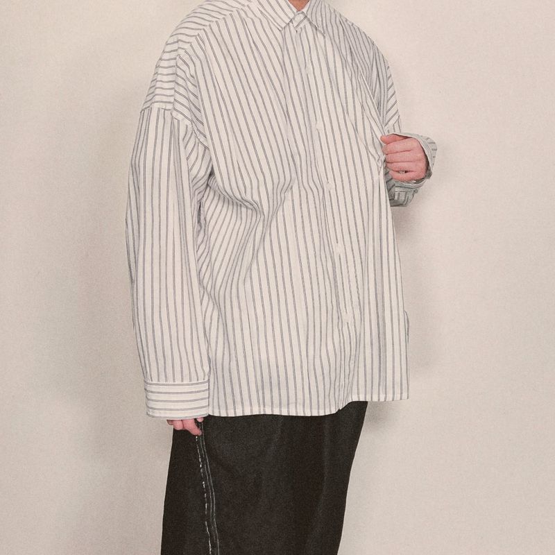 offset stripe shirt_white