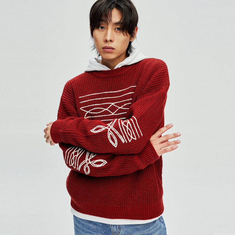 western stitch sweater burgundy