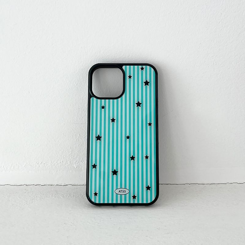 stripe star glossy glass bumper case (mint)