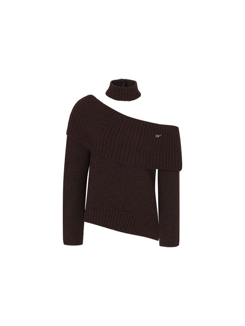 Muffler symbol knit set (Brown)